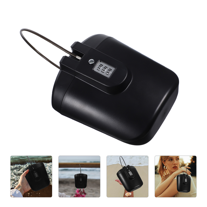 Portable Safe Lock Box, Travel Safe Box, Mini Praia Segurança, Combinação Lock, Key Lock, Impermeável