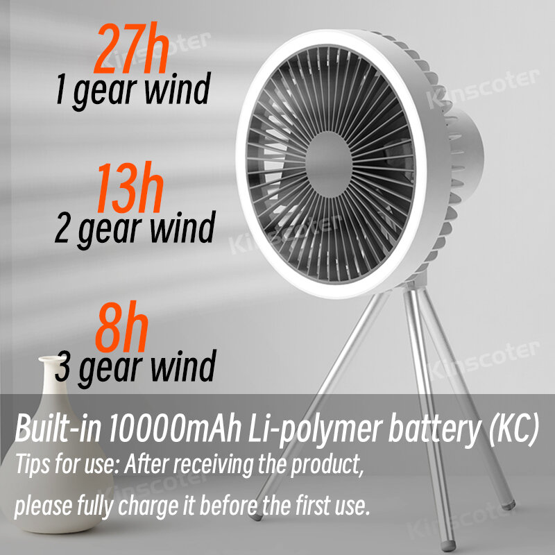 10000mAh кемпинг вентилятор аккумуляторный настольный портативный циркулятор беспроводной потолочный электрический вентилятор с Power Bank светодиодное освещение штатив