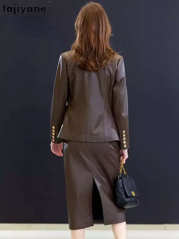 Tajiyane-jaqueta de couro de carneiro genuína para mulheres, couro verdadeiro, couro fino, moda coreana, alta qualidade, 2023