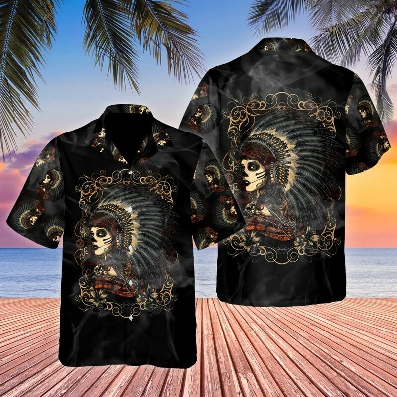 Hawaiian Shirts 3D Printed Beach Prom Short Sleeve Cuban Shirts Beachwear Y2K Clothes Casual Vintage Style Men and Women