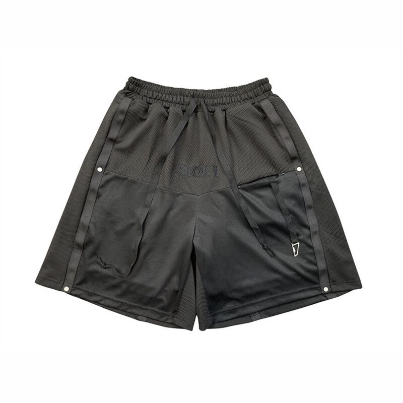 Firmranch-pantalones cortos de baloncesto de alta calidad, Shorts holgados y elegantes bordados, de malla transpirable, color negro, para senderismo al aire libre