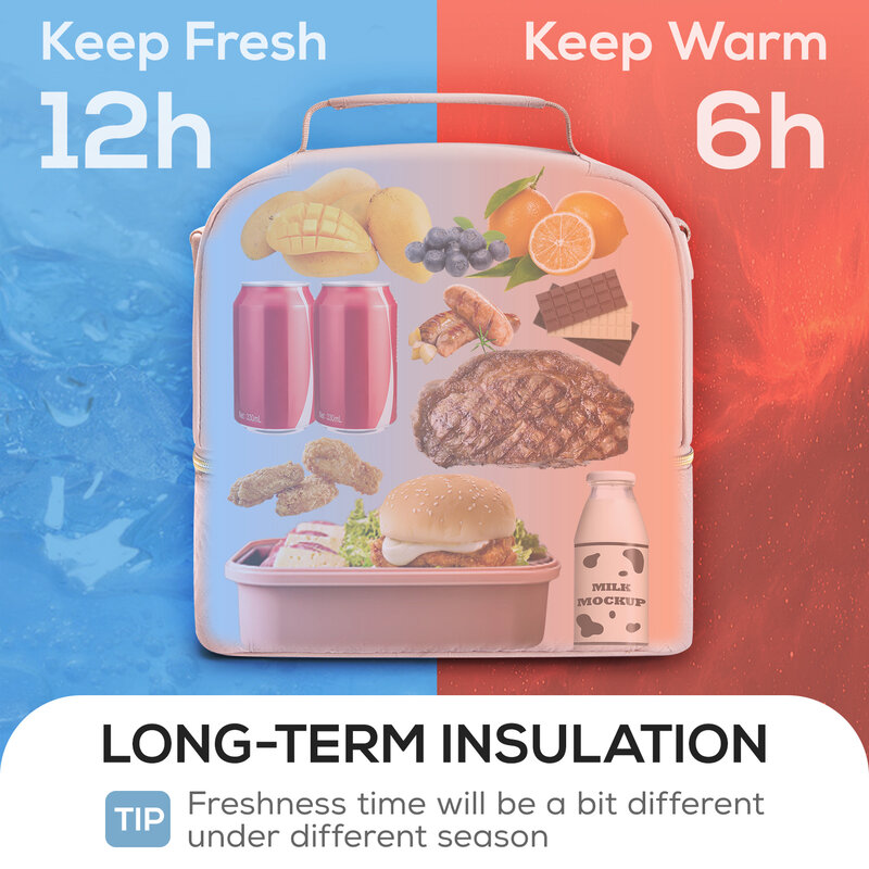 Tragbare thermische Lunch-Tasche für Frauen Picknick Lebensmittel Kühltaschen isolierte Tasche haltbare wasserdichte Lunchbox für Schulkinder