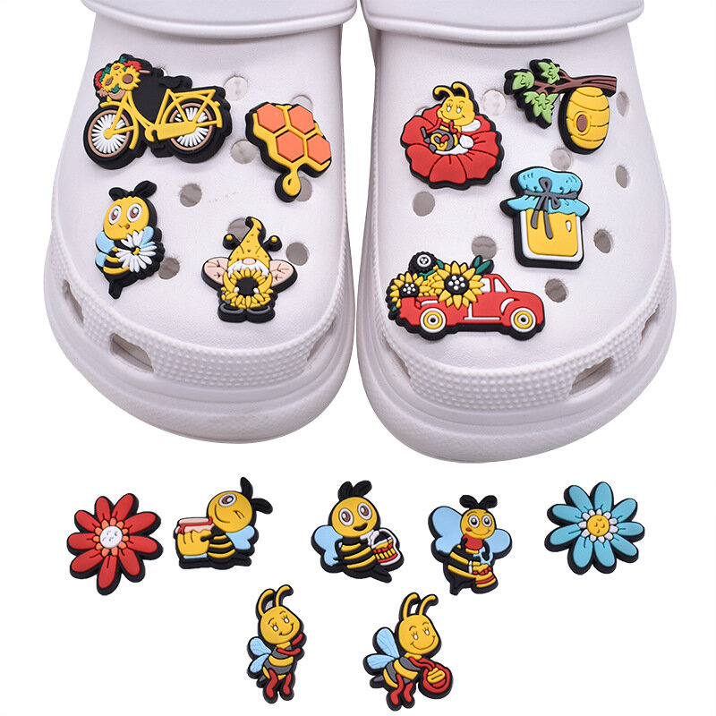 Lovely bee animal shoe buckle charms accessori decorazioni per sandali sneaker clog braccialetti braccialetto fai da te uomo regalo per bambini