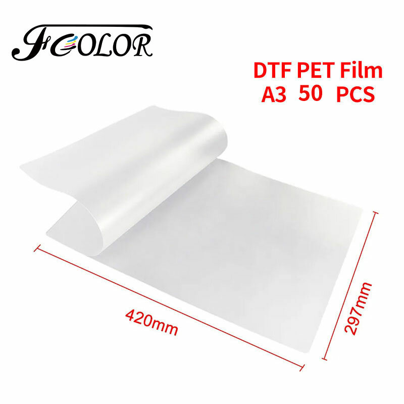 FCOLOR A3 DTF Film 50/100 DTF PET Film pellicola a trasferimento termico per stampante Epson XP600 DX5 DX6 1390 4720 L800 L805 L8050 L1800 DTF