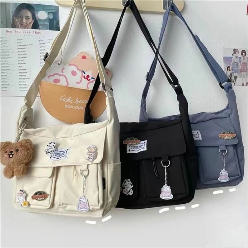 New Korean Style Students Messenger Bag Nylon Multipockets School Book Shoulder Bag Large Crossbody Bags Women Girls Students
