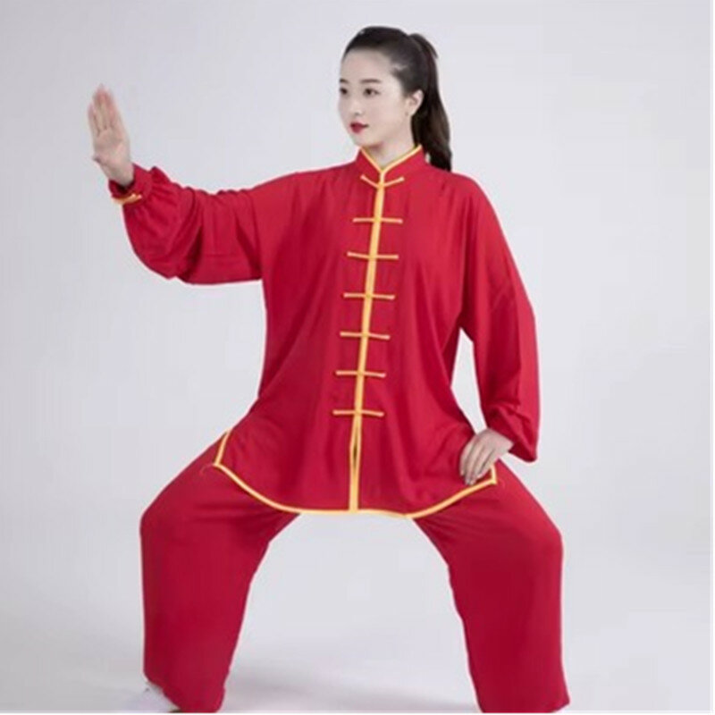 เสื้อผ้าจีนแบบดั้งเดิมชุดเครื่องแบบไทเก็กกังฟูสำหรับผู้ชายผู้หญิงชุดฝึกปฏิบัติงานศิลปะทำจากผ้าฝ้าย Wushu2839