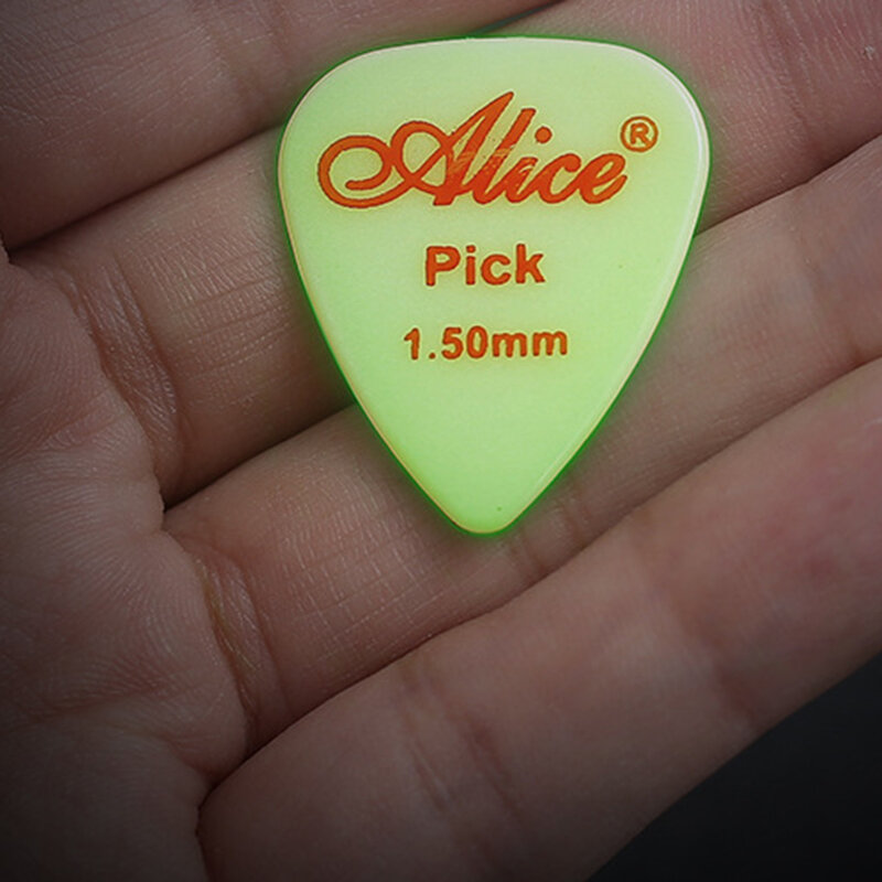 앨리스 발광 기타 픽 형광 0.58, 0.71, 0.81, 0.96, 1.2, 1.5mm, 어쿠스틱 일렉트릭 기타, 어둠 속에서 빛남