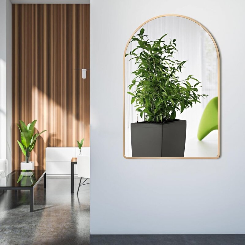 مرآة ذهبية كبيرة بمرآة ، مرآة مثبتة على الحائط ، إطار معدني مصقول ، تستخدم لتزيين الحمام ، 30 × 40 بوصة