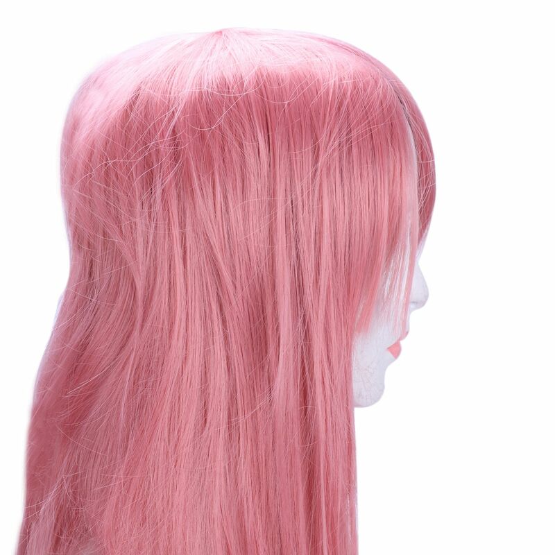 Peruka z prostymi włosami wielokolorowe peruki o długości 80cm w pełni sprężyste (różowe)