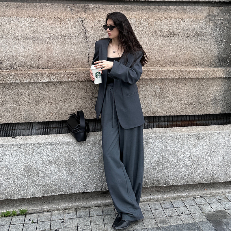Pantaloni da donna autunnali su misura pantaloni da abito semplici di fascia alta sottili Casual con coulisse elastico in vita per pendolari vestiti dritti con lacci