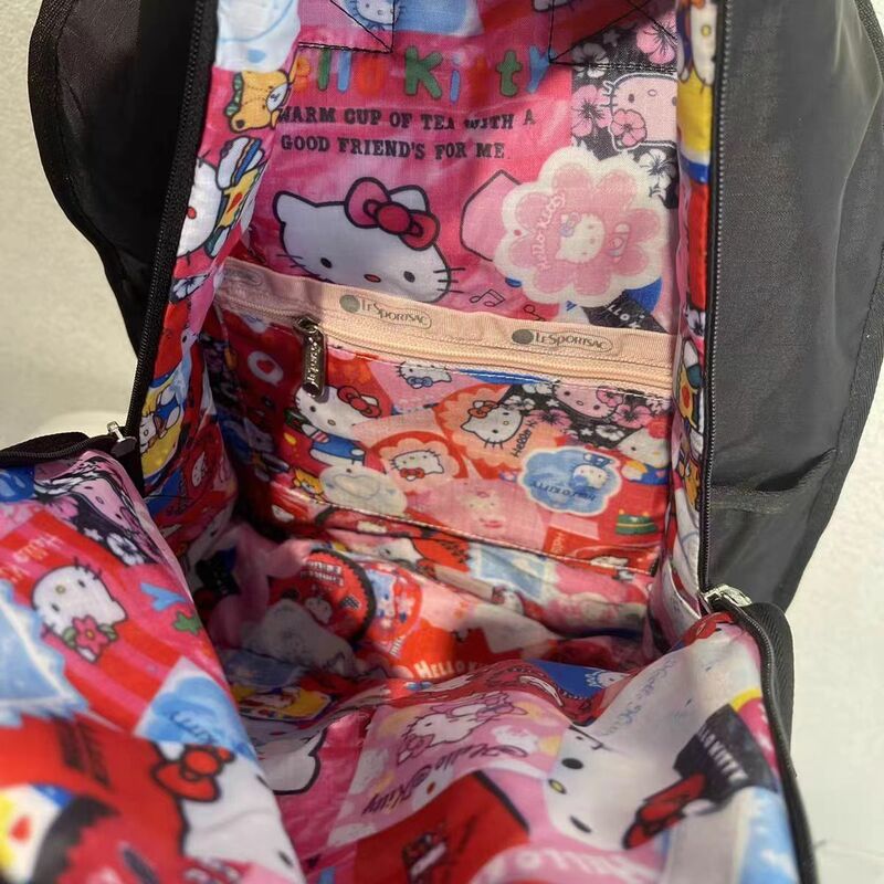 حقيبة قماشية بكتف مزدوجة على شكل قطة كرتونية يابانية ، حقيبة ظهر للسفر الترفيهي بسعة كبيرة ، حقيبة مدرسية للطلاب