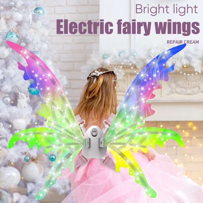 Fantasia Elétrica ButterflyWings para Meninas AngelWings Fantasia CosPlay para Crianças Escolares Adereços para Festas Dança