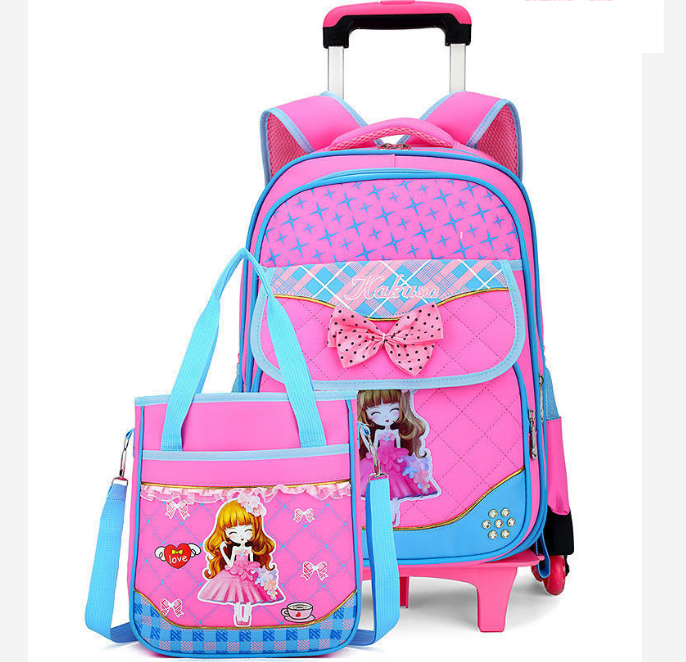 Szkolny plecak na kółkach dla dziewczynek szkolny plecak na kółkach dla dziewczynek z torebką dzieci szkolny plecak na kółkach tornister z kółkami