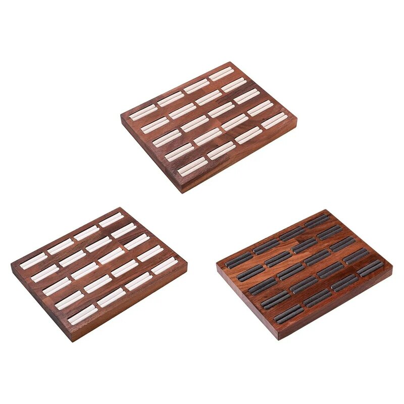 Jewelry Tray 20 Slots Table Centerpiece Wood Rings Display Stand Organizer for Studs Earrings Showcase Woman Gift Personal