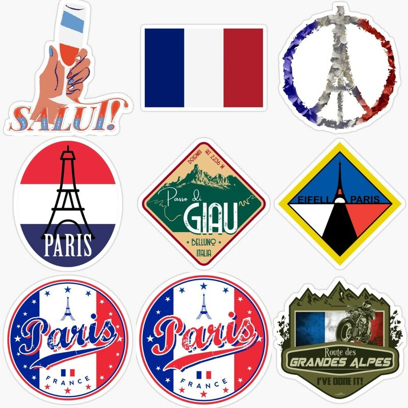 Bandeira de França criativa PVC Adesivo, Paris Torre Emblema, Decore Laptop, Janela, Motocicleta, Campista, Van, Bicicleta, Decalque Acessórios