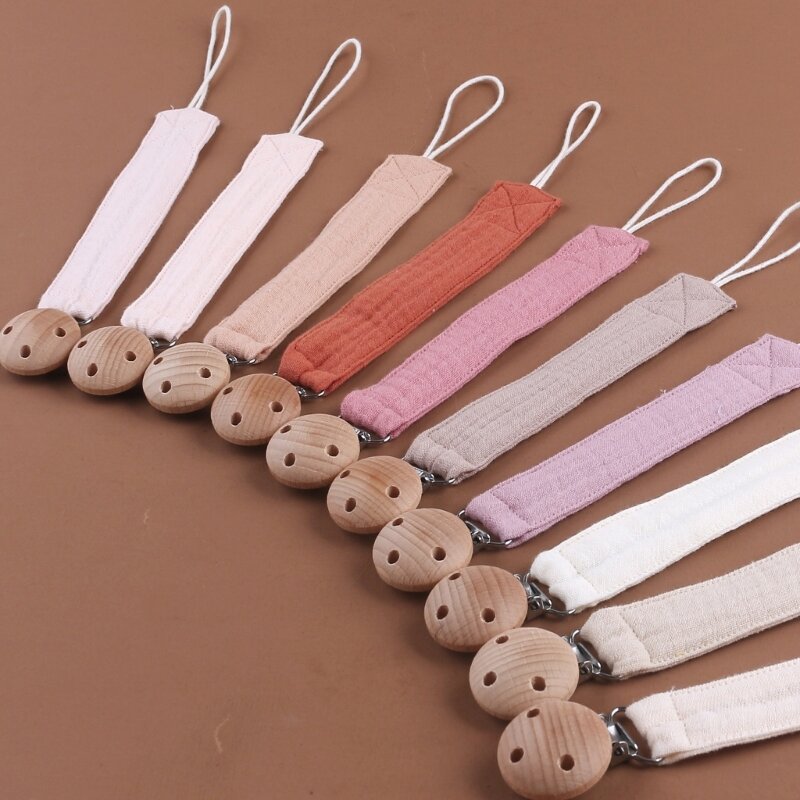 Cotton Rope Pacifier Chain Wood Clip Teething Toy Pacifier Clip Anti-Lost String Nipple Chain Infant Teether Strap