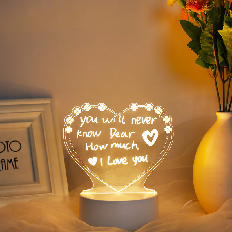 Note Board Creative Led Night Light Holiday Light With Pen Gift For Children Girlfriend Christmas Wedding Birthday Decor