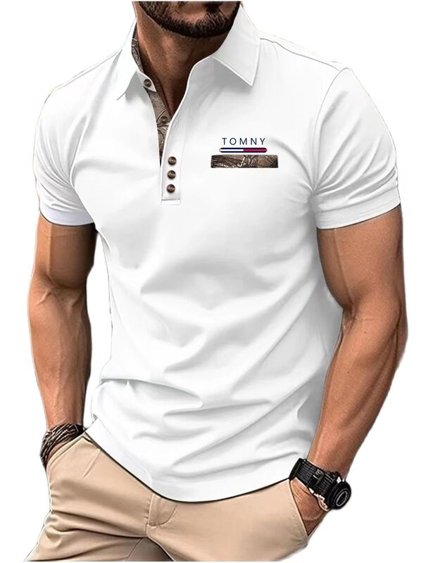 Polo Shirt Breathable Button Casual Polyester Short Appliques Polo Shirts Tops At a Loss