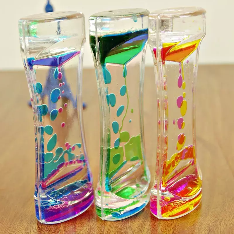 Sanduhr Timer Doppel farben Öl Sanduhr Flüssigkeit schwimmende Bewegung Blasen Timer Schreibtisch Dekore absteigende sensorische Blasen Kinder Spielzeug