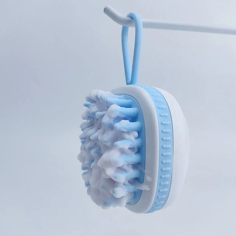 Escova de silicone para o cuidado do couro cabeludo, pente redondo portátil para shampoo, portátil, para banho e chuveiro