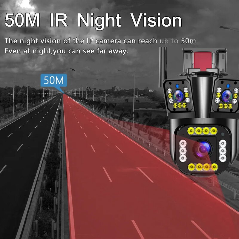 Беспроводная уличная камера видеонаблюдения, 12 Мп, 6K, Wi-Fi, 10-кратный зум, 360 градусов, автоматическое отслеживание, Двухсторонний вызов, цветное ночное видение