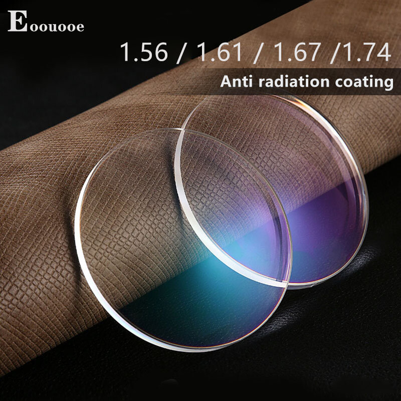 방사선 방지 광학 처방 안경, 비구면 근시 원시 독서용, 얇은 단일 비전 렌즈, 1.56 1.61 1.67 1.74