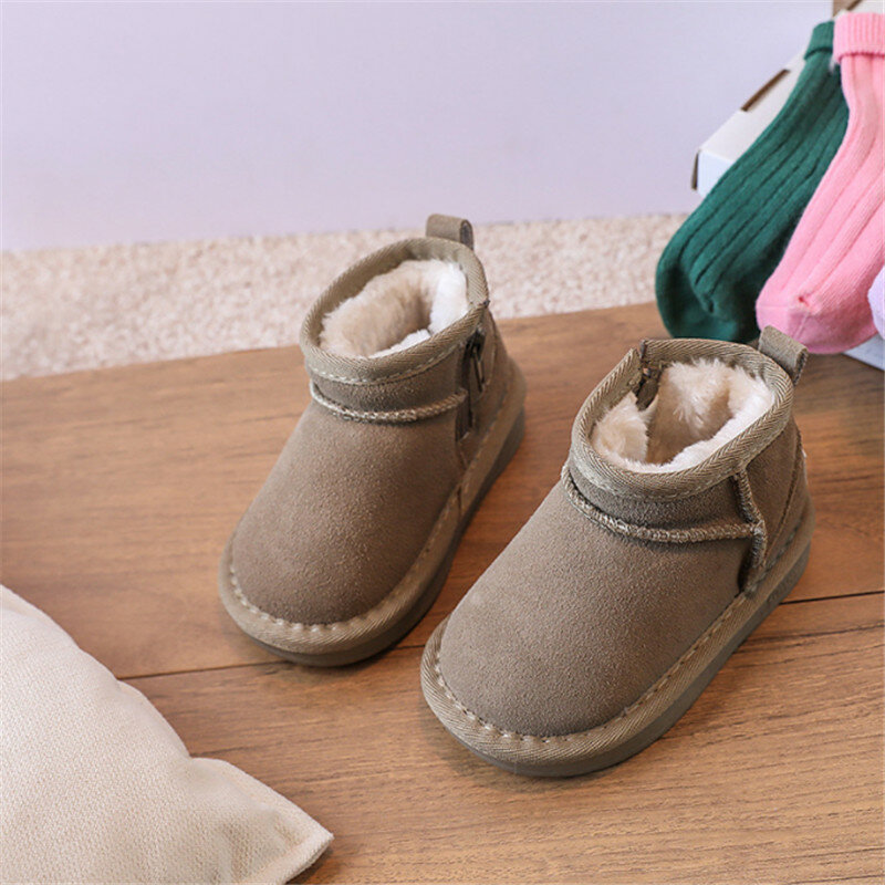 Sepatu bot salju bayi, sepatu bot kulit hangat untuk bayi balita kecil musim dingin 2023, sepatu bot modis anti selip untuk anak laki-laki dan perempuan