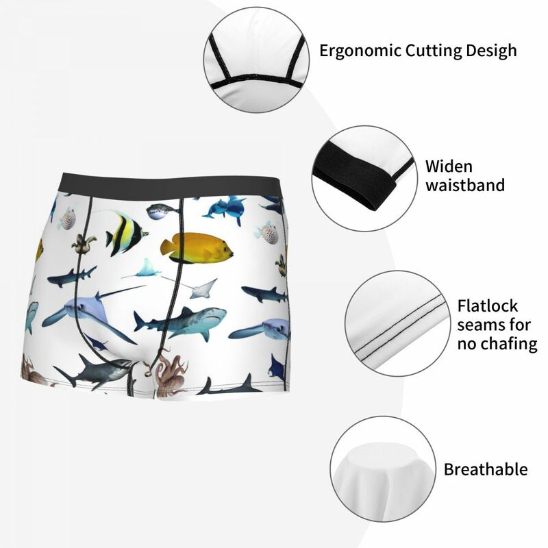 Various Colorful Tropical Fish Man's Underpants, Highly Breathable printing Top Quality Birthday Gifts