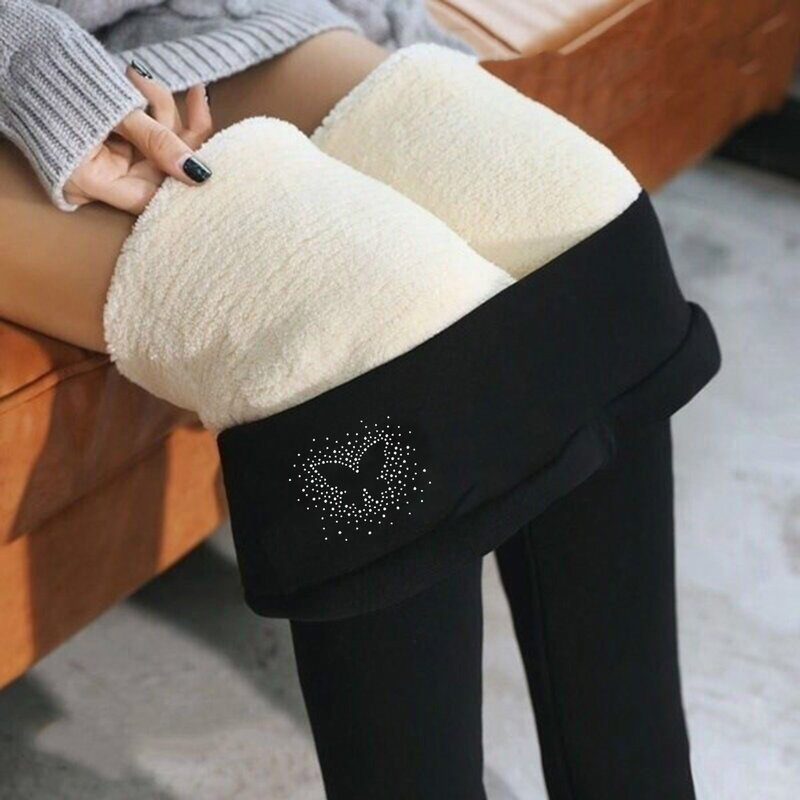 Winter Fleece Lined Leggings Women High Waist Velvet Keep Warm Pants Solid Comfortable Stretchy Thermal Tights Large Size Leggin