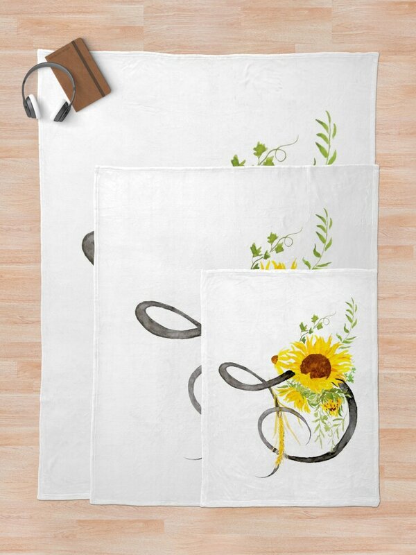 Buchstaben Kalligraphie Sonnenblume Aquarell werfen Decke haarige Decke benutzer definierte Decke