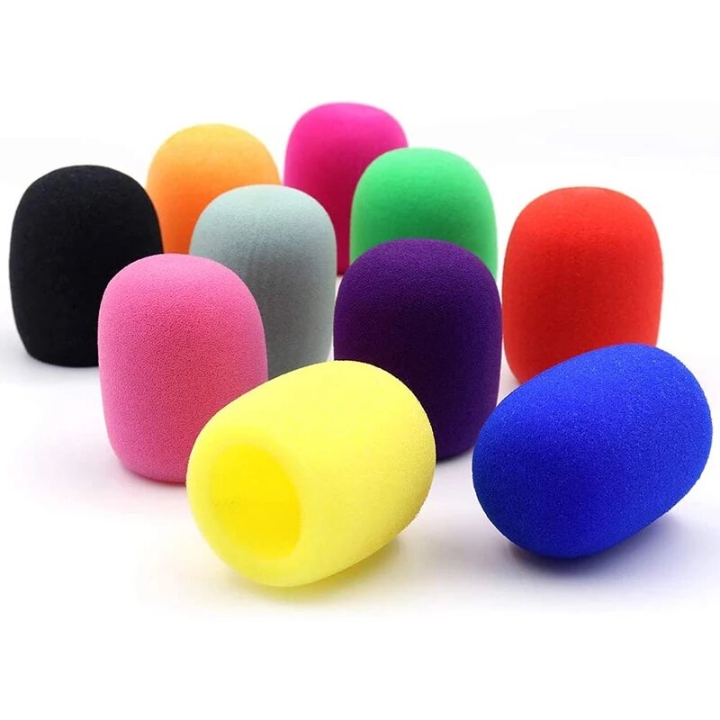 1Pc Colorful Microphone Cover Microphone Windscreen Foam Cover Pop Filter for Studio Interview Karaoke DJ (10 Colors)