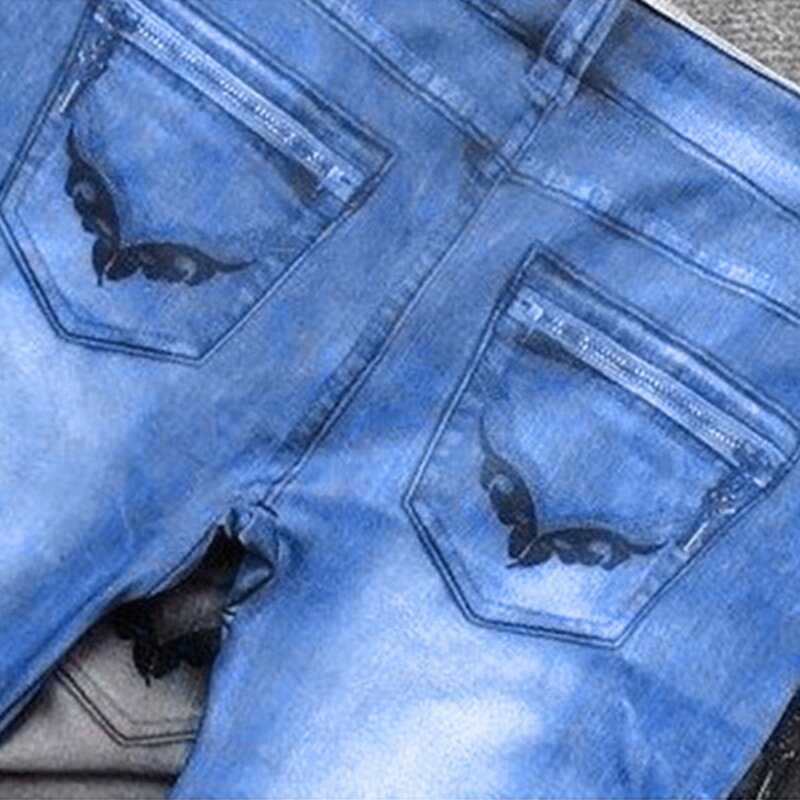 Женские винтажные цветные джинсовые леггинсы с принтом, эластичные брюки-карандаш для йоги с низкой посадкой N7YF