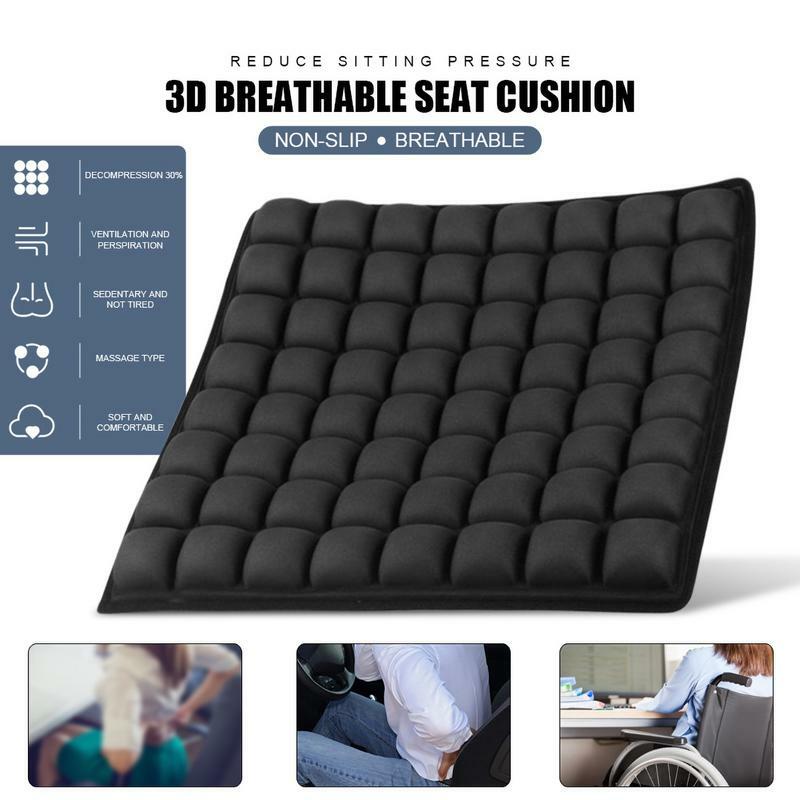Car Seat Cushion Anti-Slip 3D Sitting Pillow Chair Cushion Breathable Cotton 17.7x17.7in Ergonomic Butt Support For Offices