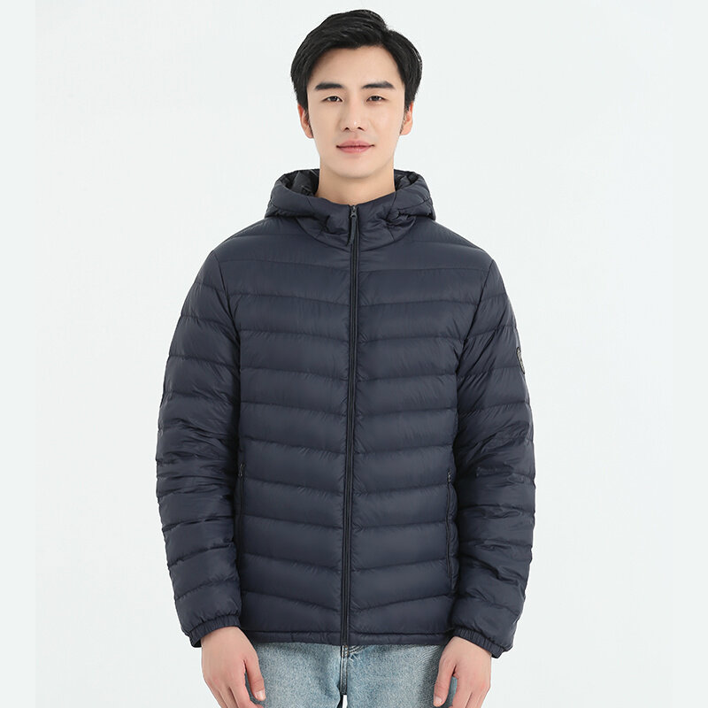 남성용 후드 따뜻한 퍼퍼 재킷, 2023 겨울 90% 화이트 덕 다운 초경량 방수 방풍 코트, 신상
