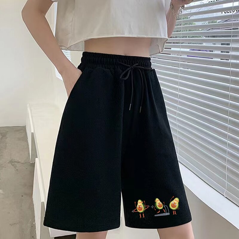 Szorty damskie moda dziewięciopunktowe spodnie śliczne awokado drukuj słodkie studenckie sportowe spodnie na co dzień Harajuku odzież damska
