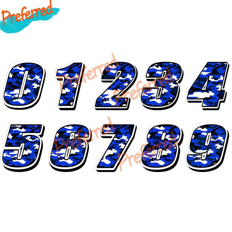 Stiker Decal Mobil Nomor Balap Kamuflase Biru untuk Semua Mobil Balap Helm Laptop Jendela Kemah Selancar Bagasi Anda