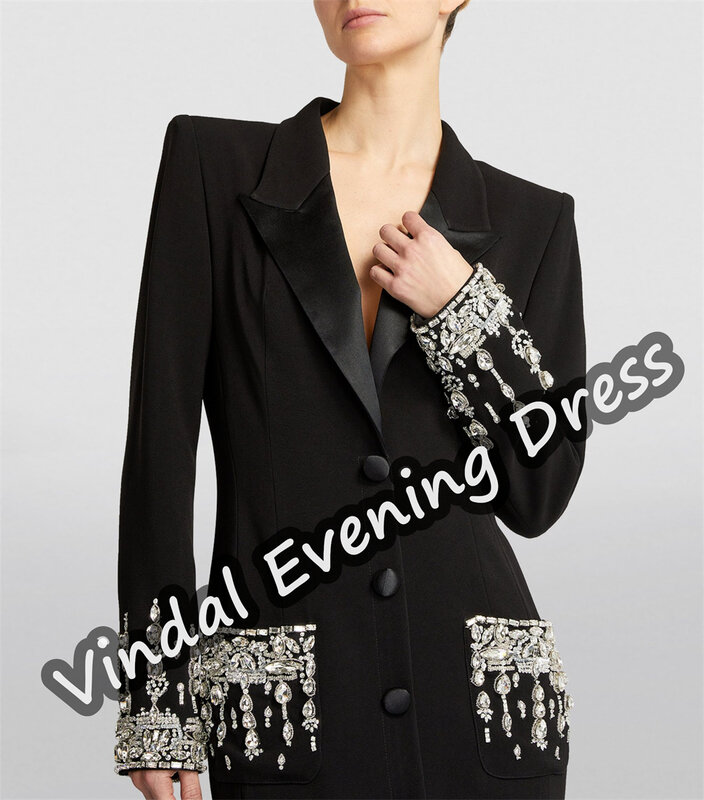 Vindal dekolt w szpic suknia wieczorowa syrenka długość do podłogi elegancki wbudowany biustonosz Sexy saudyjski szyfon długie rękawy dla kobiet 2024