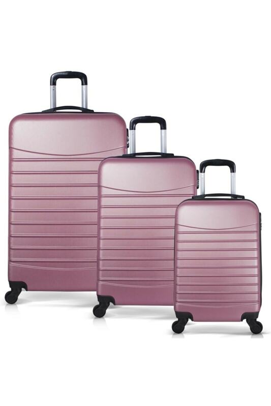 Juego de maletas Abs clásico Unisex, oro rosa, 3 piezas