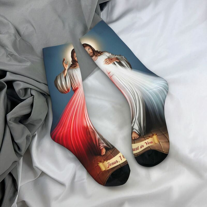 Christian Jesus sacrifica meias para homens e mulheres, meias de futebol, acessórios confortáveis, pintura Jesus