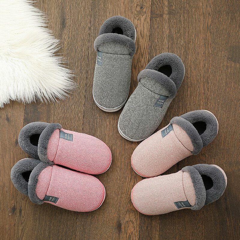Big Size 48 49 Women Men Couples Home Slippers Casual Winter Warm Floor Non Slip Shoes Indoor Bedroom Thick Plush Slides