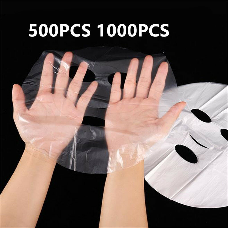500/1000PCS Plastic Disposable Face Film Full Face Cleaner Mask Neck Sticker Transparent Masks Wrap Facial Beauty Tool 2#