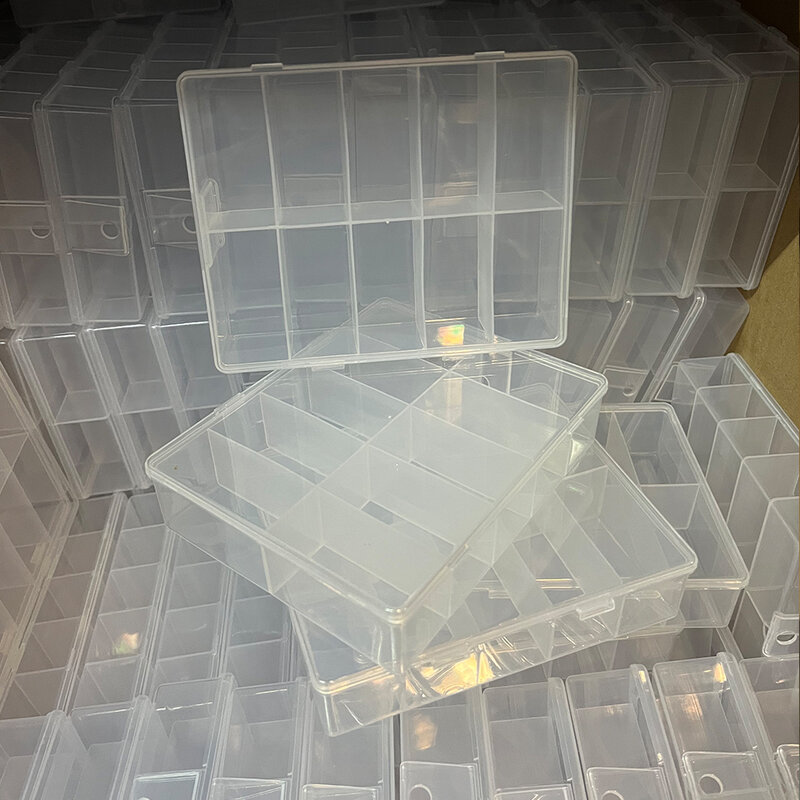 Caja de almacenamiento vacía transparente para uñas, 10 rejillas, caja de plástico para joyería, cuentas, gemas, diamantes de imitación, caja para puntas de uñas postizas, Organizador