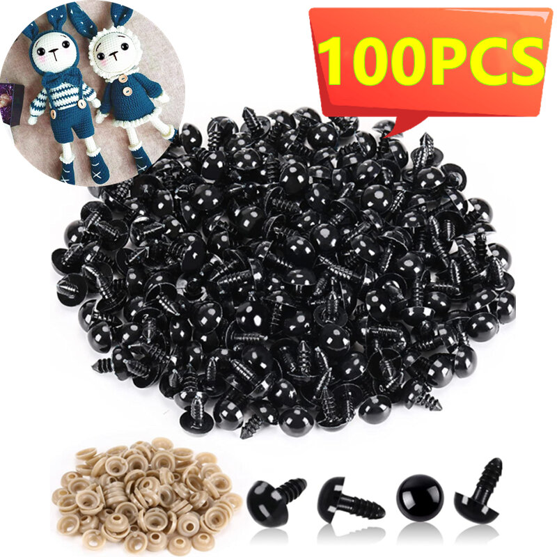 プラスチック製の安全eyes 5-20mm,100/50個,黒い色,おもちゃキット,装飾用アクセサリー