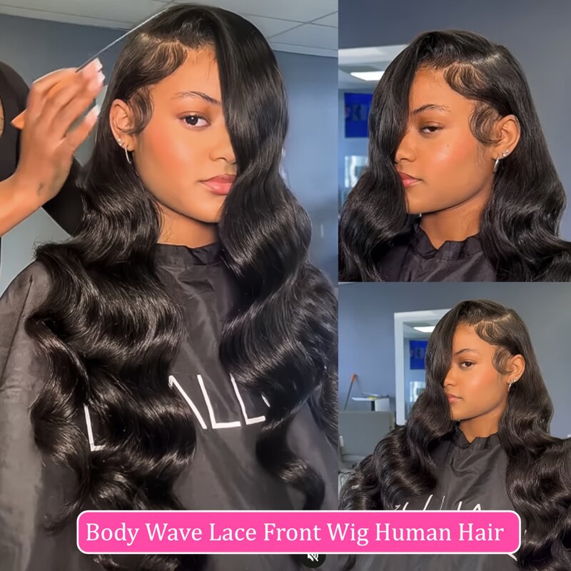 200 Density Body Wave Lace Front Wig - No Glue Needed - Pre Plucked & Cut - Natural Color - Upgraded HD Lace - for Beginners