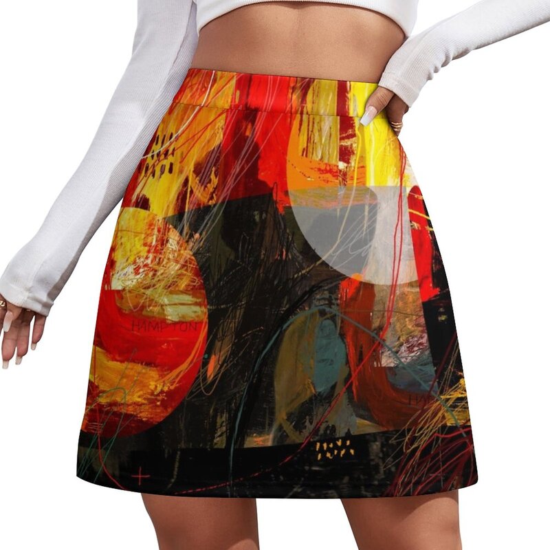 2 Mini jupe sexy pour femmes, style abstrait