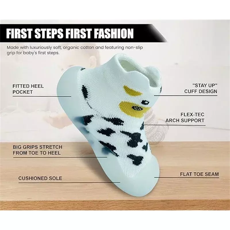Zapatos antideslizantes para primeros pasos de bebé, zapatillas de suela suave, calcetín para bebé