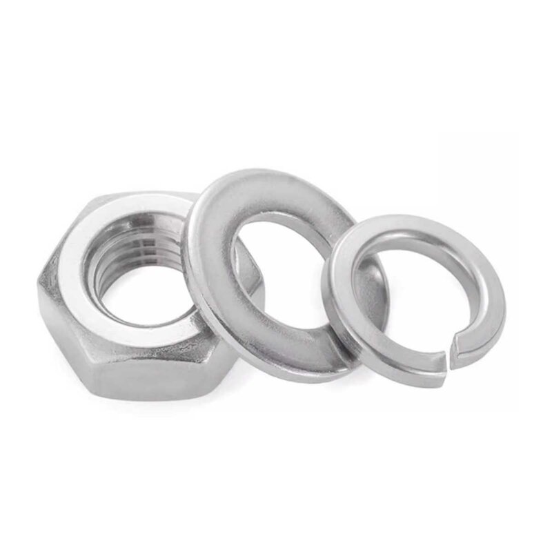 304 Stainless Steel Hex Nut Flat Washer Spring Washer Combination Set