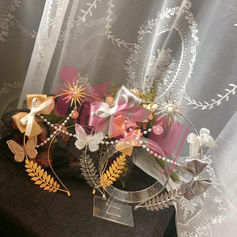 Diadema gótica de Lolita, diosa del sol, KC, Halo, mariposa, lazo, corona, cadena de cuentas barrocas, Tiara, accesorios para el cabello