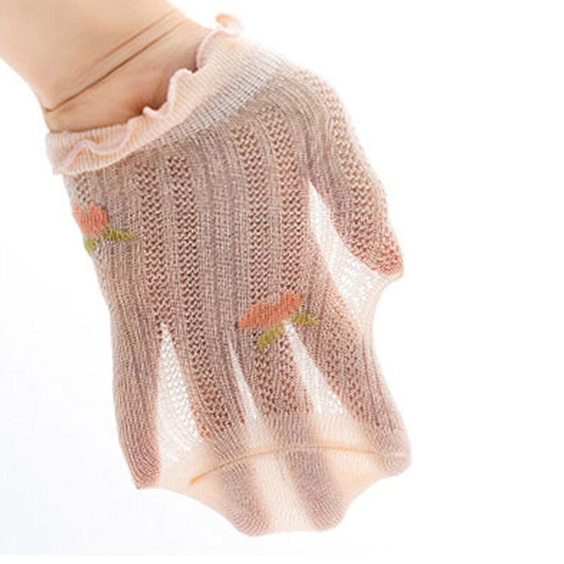 Винтажные кружевные носки для маленьких девочек, мягкие хлопковые тонкие сетчатые носки с оборками