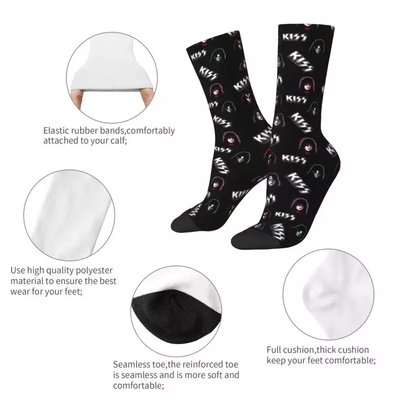 Calcetines elásticos con estampado Kawaii para hombre y mujer, medias con estampado de logotipo de banda de beso, para verano, Otoño e Invierno
